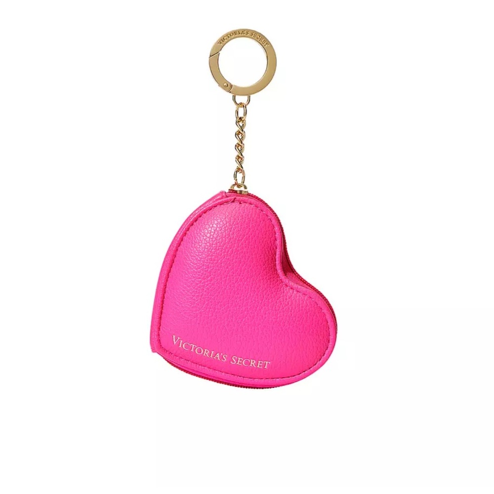 Victoria's Secret "Hot Pink" Heart Pouch Keychain ❤️💜💖 NWT